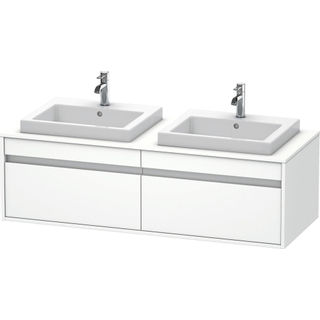 Duravit Ketho Wastafelonderkast 140x55.5x42.6cm 2 lades Standaard greep wasbak links en rechts met softclose spaanplaat wit Mat