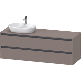 Duravit Ketho 2 wastafelonderbouwkast incl. consoleplaat met 4 laden voor waskom links 160x55x56.8cm met handgrepen antraciet basalt mat