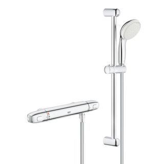 GROHE Grohtherm-1000 New comfortset met douchekraan thermostatisch met New Tempesta glijstangcombinatie 60cm chroom/wit