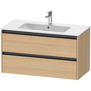 Duravit Ketho 2 wastafelonderbouwkast met 2 laden 101x48x55cm met grepen antraciet natuur eiken mat