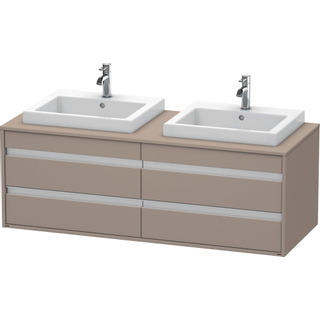 Duravit Ketho Wastafelonderkast 140x55.1x49.6cm Standaard greep wasbak links en rechts met softclose spaanplaat Basalt Mat