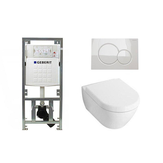 Villeroy en Boch Subway 2.0 Compact met softclose zitting toiletset met geberit inbouwreservoir en sigma 01 drukplaat wit