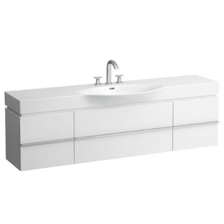 Laufen New Case Palace wastafel onderbouwkast 179x37.5x46cm 1 lade. 2 deuren 2 glasplaten. hout wit mat mat