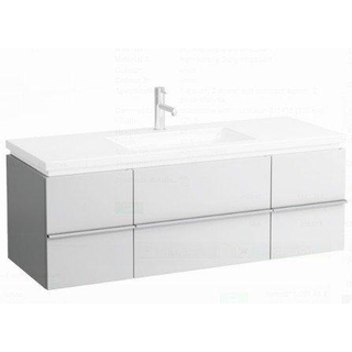 Laufen New Case Living Square onderbouwkast 129x47.6x45.9cm 1 lade. 2 deuren 2 glasplaten hout wit mat mat