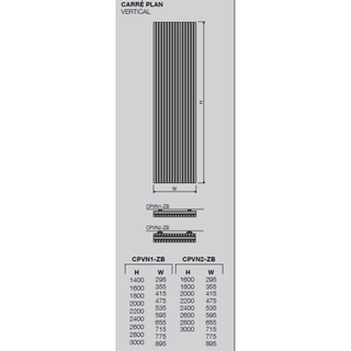 Vasco Carre Plan CPVN2 designradiator dubbel 1800x655mm 2582 watt zwart