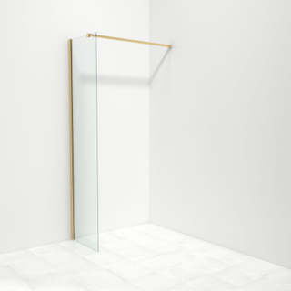 Saniclass Bellini inloopdouche 50x200cm met 8mm helder glas met messing profiel en stabilisatiestang