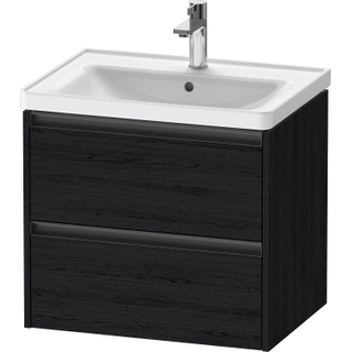 Duravit Ketho 2 wastafelonderbouwkast met 2 laden 63.4x45.5x54.9cm met grepen antraciet eiken zwart mat