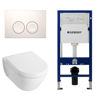 Villeroy en Boch Subway 2.0 toiletset met luxe Saniclass zitting, UP100 reservoir en Delta 25 Wit Knop