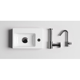 Clou InBe fonteinset 36x24.5x9cm nr2 inclusief kraan plug en sifon keramiek Wit