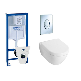 villeroy en boch Subway 2.0 toiletset met inbouwreservoir, softclose en quick release closetzitting en bedieningsplaat chroom