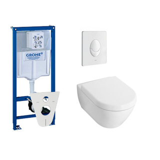 villeroy en boch Subway 2.0 toiletset met inbouwreservoir, softclose en quick release closetzitting en bedieningsplaat wit