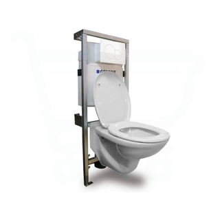 Plieger brussel toiletset inclusief Inbouwreservoir en closetzitting Geberit Sigma 01 afdekplaat wit