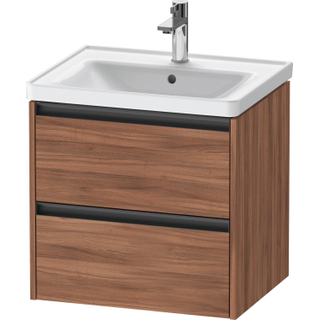 Duravit Ketho 2 wastafelonderbouwkast met 2 laden 58.4x45.5x54.9cm met grepen antraciet noten mat