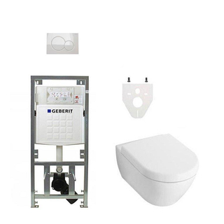 Villeroy en Boch Subway 2.0 DirectFlush toiletset met Geberit reservoir en bedieningsplaat softclose wit