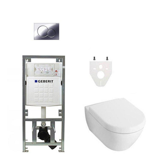 Villeroy en Boch Subway 2.0 DirectFlush toiletset met Geberit reservoir en bedieningsplaat chroom