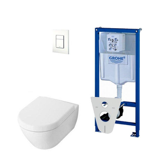 Villeroy en Boch Subway 2.0 DirectFlush ceramic+ toiletset met Grohe reservoir en bedieningsplaat wit