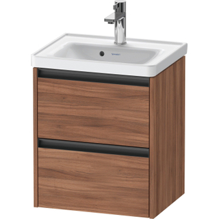 Duravit Ketho 2 wastafelonderbouwkast met 2 laden 48.4x37.5x54.9cm met grepen antraciet noten mat