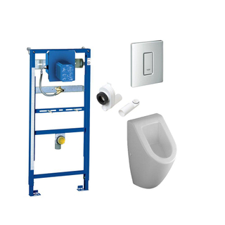 Villeroy en Boch Subway urinoirset met Grohe Rapid SL reservoir en Grohe Skate bediening chroom