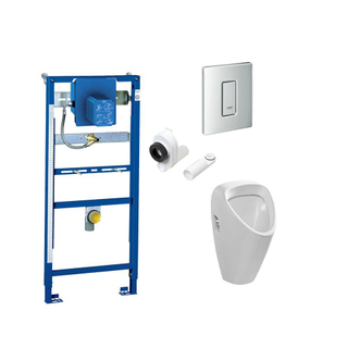 Jika Euroline urinoirset met Grohe Rapid SL inbouwreservoir en Grohe Skate bediening wit