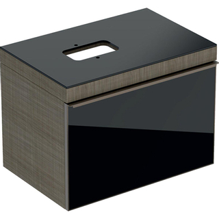 Geberit Citterio onderbouwkast met glasplaat 73.4x54.3x50.4cm met 1 lade grijs/zwart