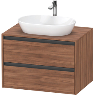 Duravit Ketho 2 wastafelonderbouwkast incl. consoleplaat met 2 laden 80x55x56.8cm met handgrepen antraciet noten mat