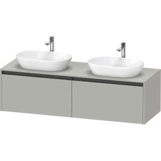 Duravit Ketho 2 wastafelonderbouwkast incl. consoleplaat met 2 laden voor dubbele waskommen 160x55x45.9cm met handgrepen antraciet betongrijs mat