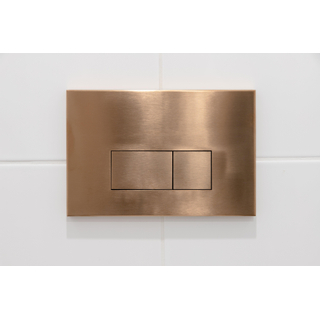 QeramiQ Push metal Bedieningsplaat Koper met rechthoek dualflush frontbediening voor Geberit UP320 inbouwreservoir