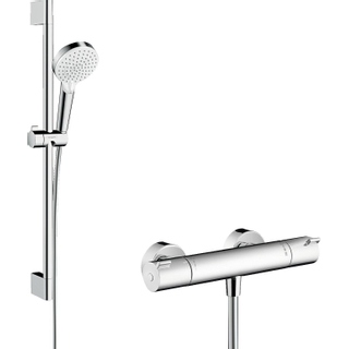 Hansgrohe Ecostat 1001cl thermostaat met stang 65cmm crometta vario handdouche wit chroom