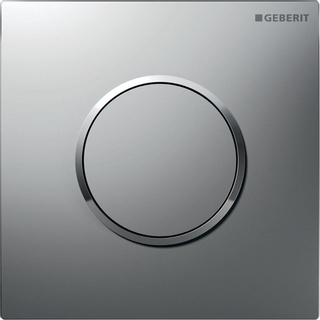 Geberit HyTouch urinoir stuursysteem pneumatisch met bedieningsplaat Sigma 10 Plaat en toets matverchroomd Designring glansverchroomd