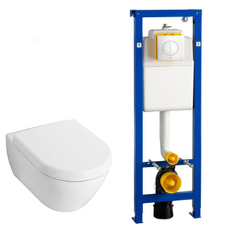 Villeroy en Boch Subway 2.0 toiletset met luxe zitting, Wisa reservoir en Argos Wit Knop