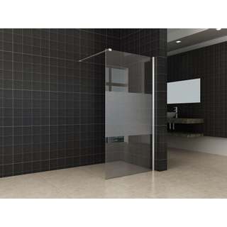 Wiesbaden Partly inloopdouche 70x200cm 10mm NANO coating glas met gedeeltelijk mat glas aluminium profiel zilver