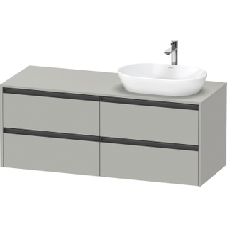 Duravit Ketho 2 wastafelonderbouwkast incl. consoleplaat met 4 laden voor waskom rechts 140x55x56.8cm met handgrepen antraciet betongrijs mat