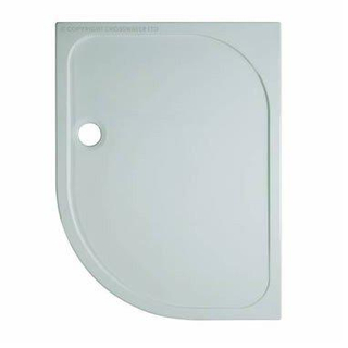 Crosswater Shower Tray douchebak 90x120x4.5cm offset links 90mm afvoer kwartrond polybeton wit