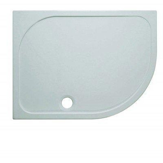 Crosswater Shower Tray douchebak 80x120x4.5cm rechts inclusief 90mm afvoer 55 radius met antikalkbehandeling polybeton wit