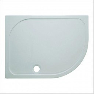 Crosswater Shower Tray douchebak 80x100x4.5cm links exclusief 90mm afvoer 55 radius met antikalkbehandeling polybeton wit