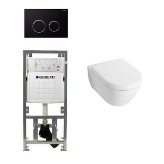 Villeroy en boch Subway 2.0 Inbouwset met wandclosetpot wit softclose zitting afdekplaat sigma20 zwart