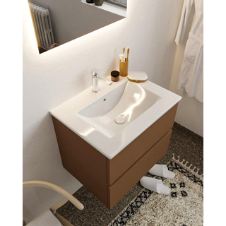 MONDIAZ VICA Badkamermeubelset - 60cm - 2 lades - wasbak Denia midden - 1 kraangat - solid surface rust