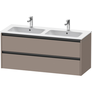 Duravit Ketho 2 wastafelonderbouwkast met 2 laden voor dubbele wastafel 128x48x55cm met grepen antraciet basalt mat