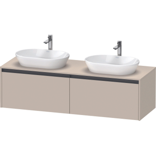 Duravit Ketho 2 wastafelonderbouwkast incl. consoleplaat met 2 laden voor dubbele waskommen 160x55x45.9cm met handgrepen antraciet taupe supermat