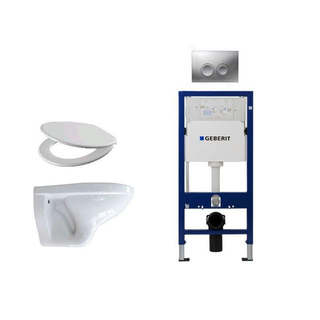 Adema Classico toiletset bestaande uit inbouwreservoir en toiletpot, basic toiletzitting en Delta 21 bedieningsplaat chroom