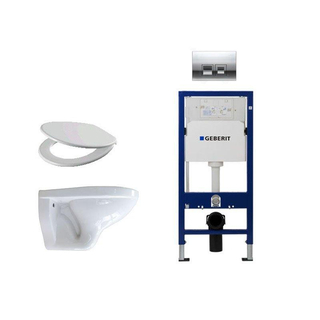 Adema Classico toiletset bestaande uit inbouwreservoir en toiletpot, basic toiletzitting en Delta 50 bedieningsplaat mat chroom