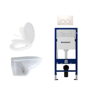 Adema Classico toiletset bestaande uit inbouwreservoir en toiletpot, softclose toiletzitting en Delta 25 bedieningsplaat wit