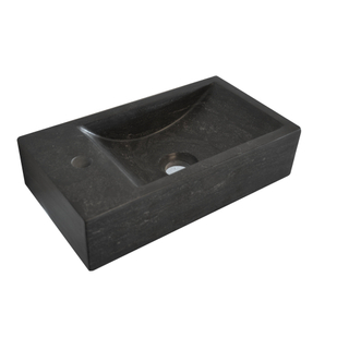 Wiesbaden B fontein 40x22cm links met 1 kraangat hardsteen zwart OUTLET