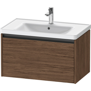 Duravit Ketho 2 wastafelonderbouwkast met 1 lade 78.4x45.5x44cm met greep antraciet donker noten mat