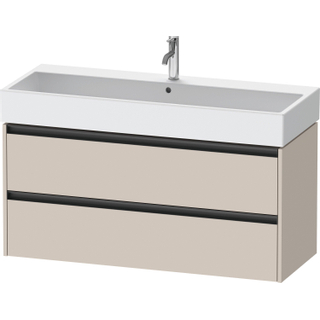 Duravit Ketho 2 wastafelonderbouwkast met 2 laden voor enkele wastafel 118.4x46x54.9cm met grepen antraciet taupe mat