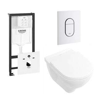 Villeroy & Boch O.NOVO Closet met GROHE reservoir inclusief Cosmopolitan wc bedieningsplaat wit