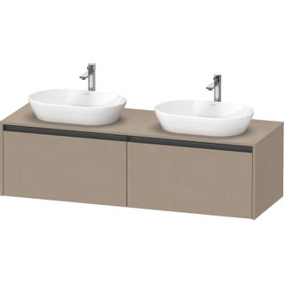 Duravit Ketho 2 wastafelonderbouwkast incl. consoleplaat met 2 laden voor dubbele waskommen 160x55x45.9cm met handgrepen antraciet Linnen mat