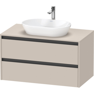 Duravit Ketho 2 wastafelonderbouwkast incl. consoleplaat met 2 laden 100x55x56.8cm met handgrepen antraciet taupe mat