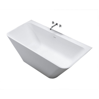 Wiesbaden Inge Solid surface half vrijstaand bad 179x84.5x57.5cm mat wit OUTLETSTORE