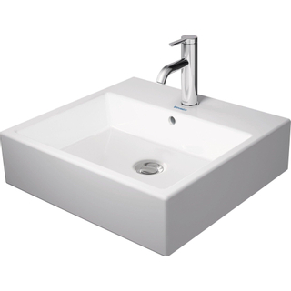 Duravit Vero Air opbouwwastafel geslepen en rugzijde geglazuurd 1 kraangat met overloop 50x47cm met WonderGliss wit